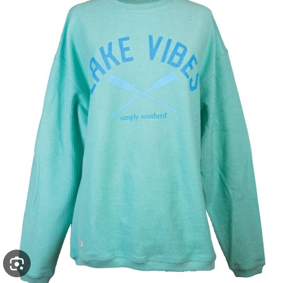 Simply Southern Mint Green Lake Vibes Pullover - Picture 1 of 3